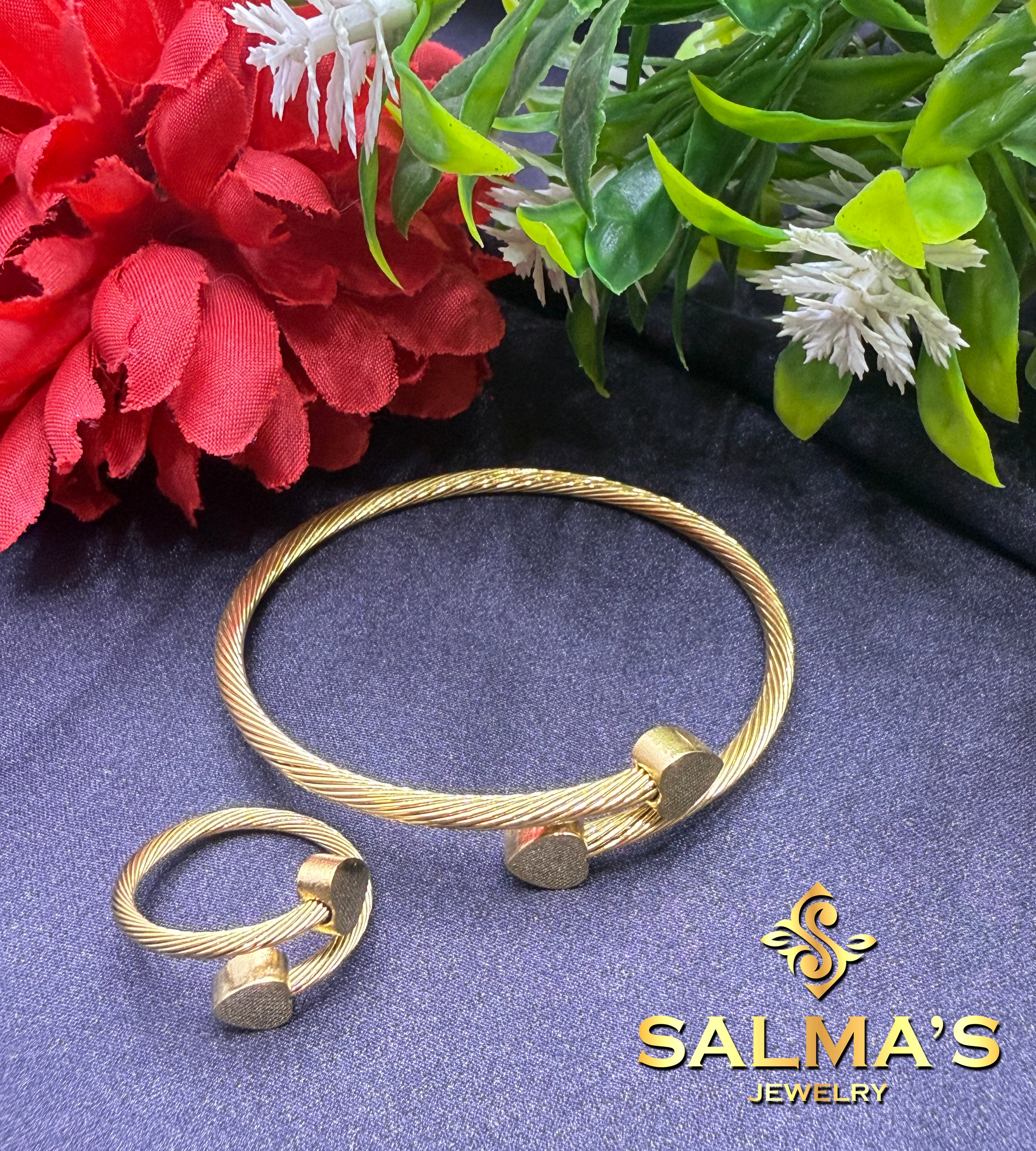 Statement Gold-Toned Link Bracelet with Ring