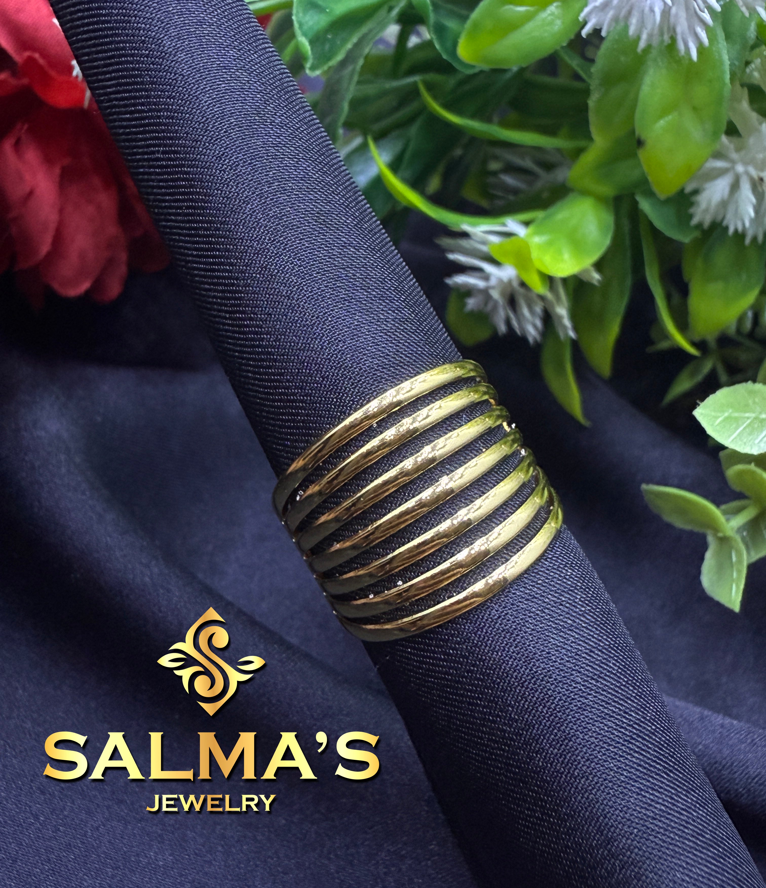 Gold-Tone Multi-Band Open Cuff Ring