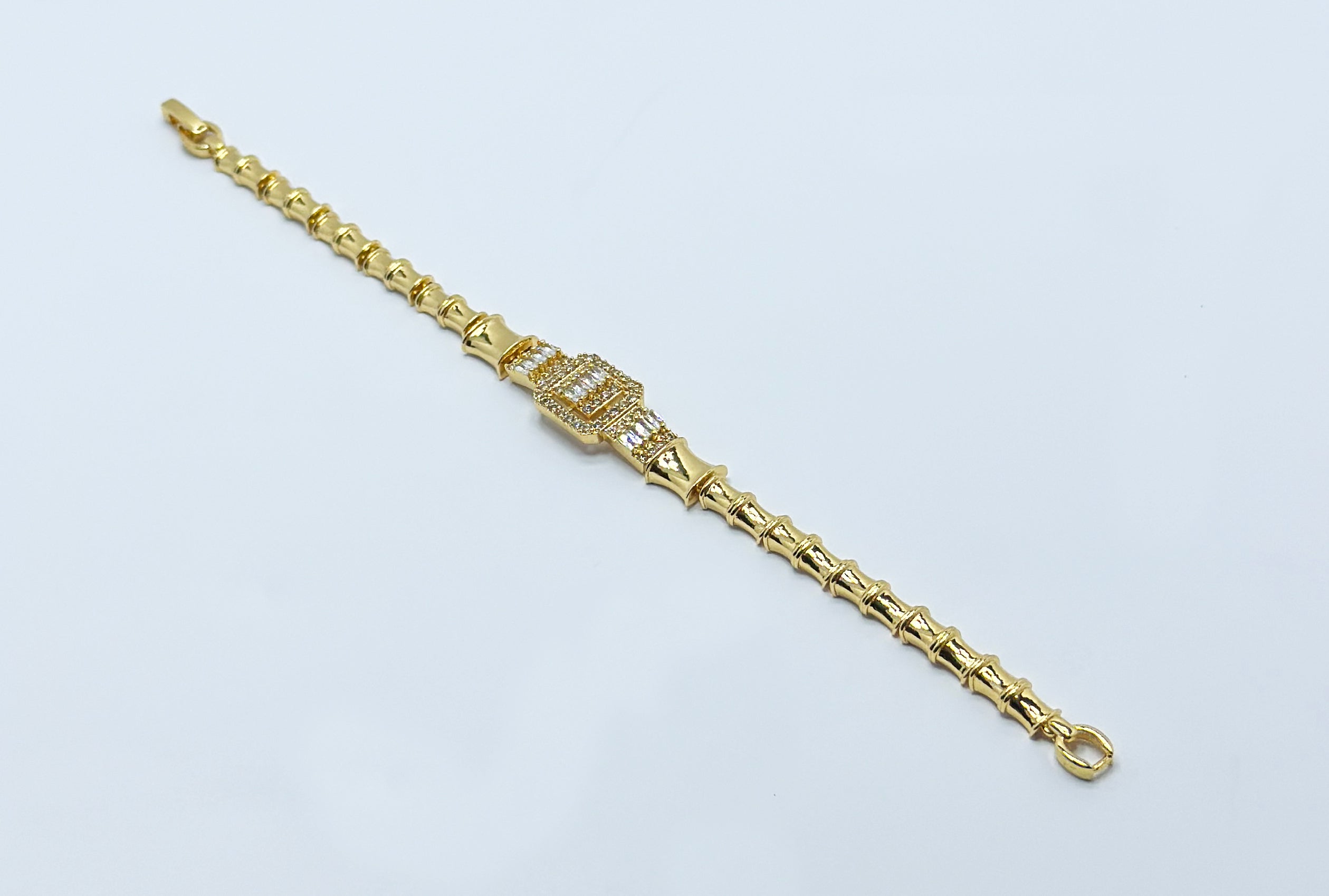 Gold-Tone Bracelet with Dazzling Cubic Zirconia Accent