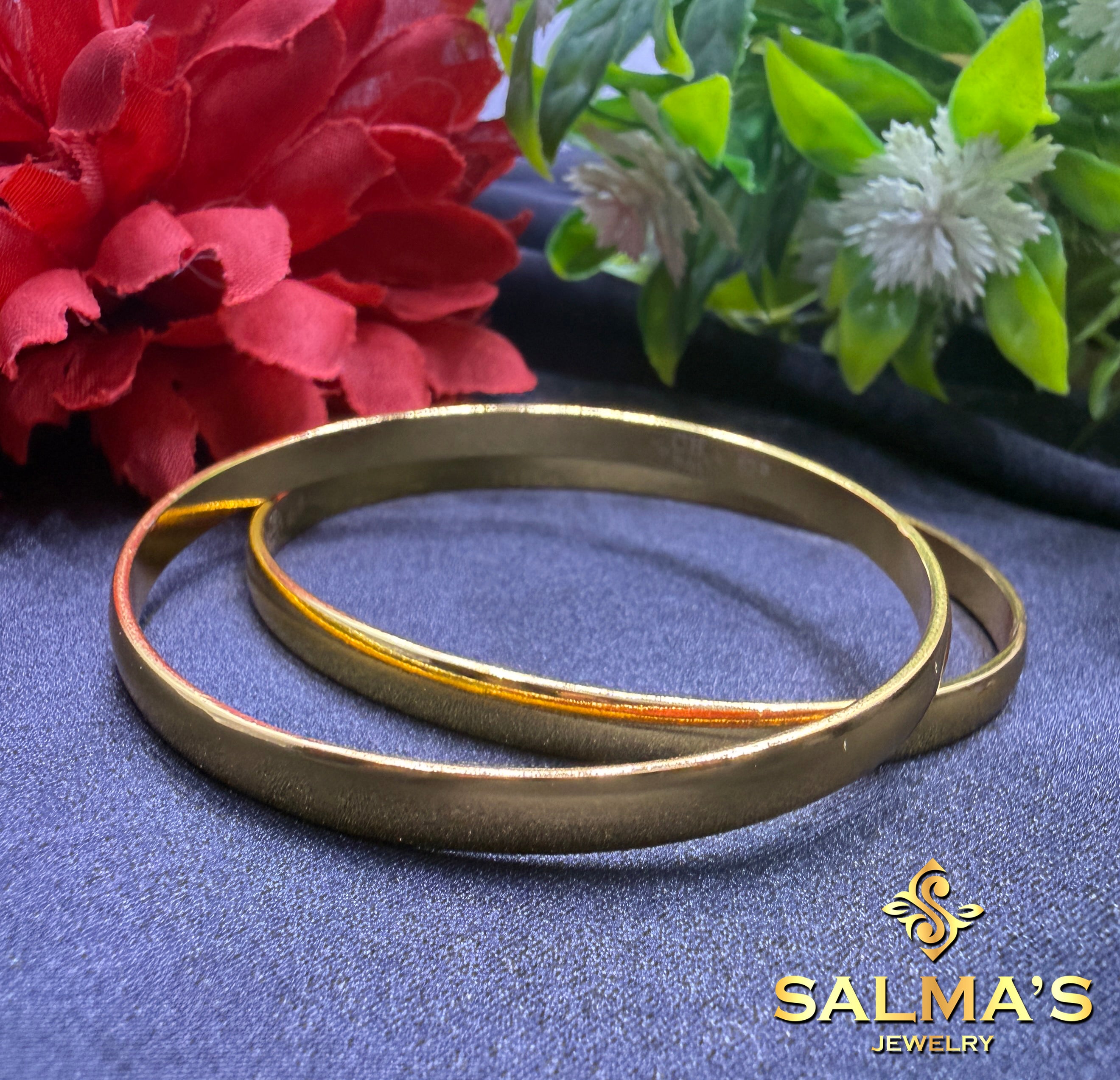 Classic Plain Gold Bangles (Set of 2)