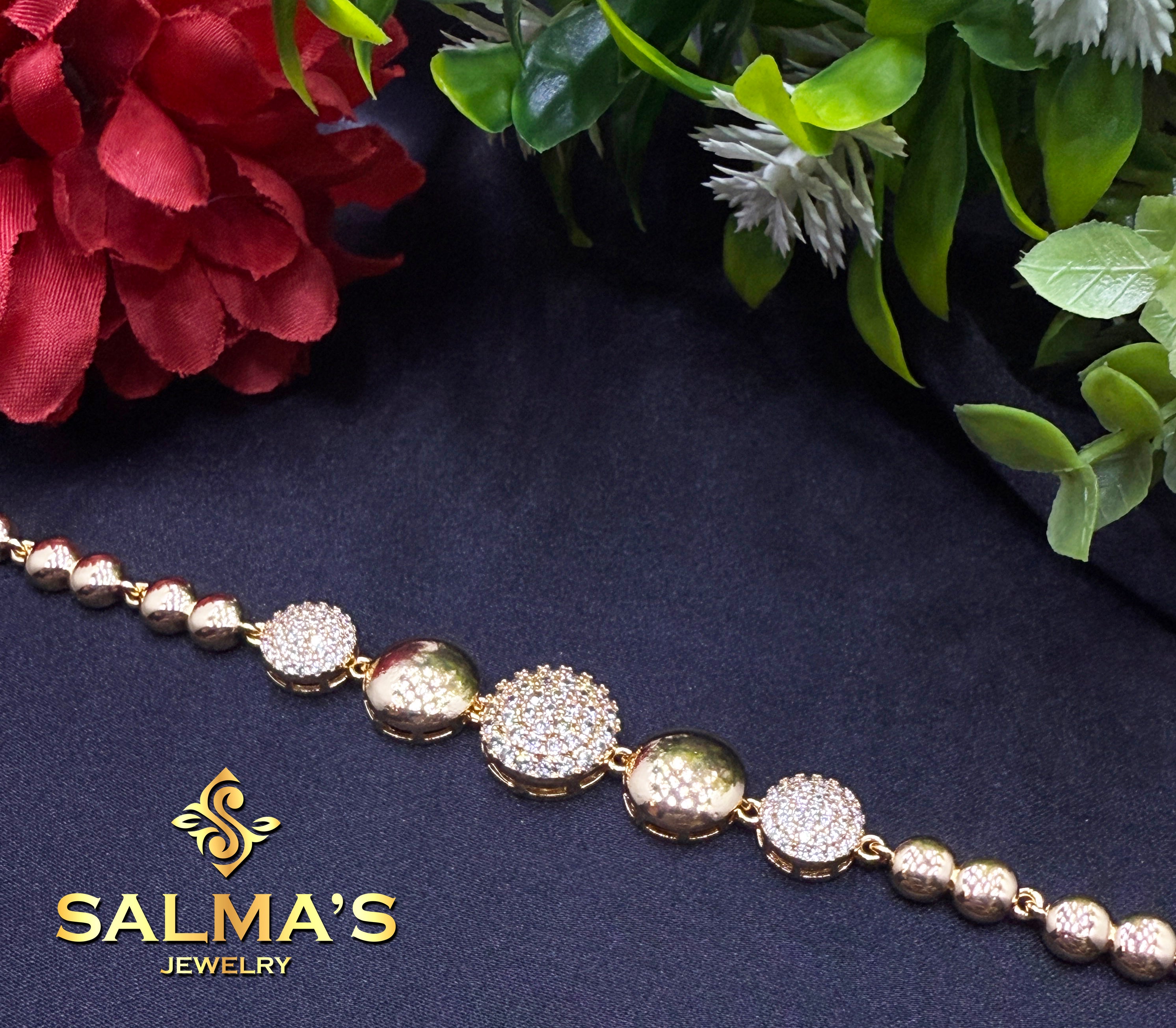 Sparkling Beaded Bracelet (Gold & Silver Tone)