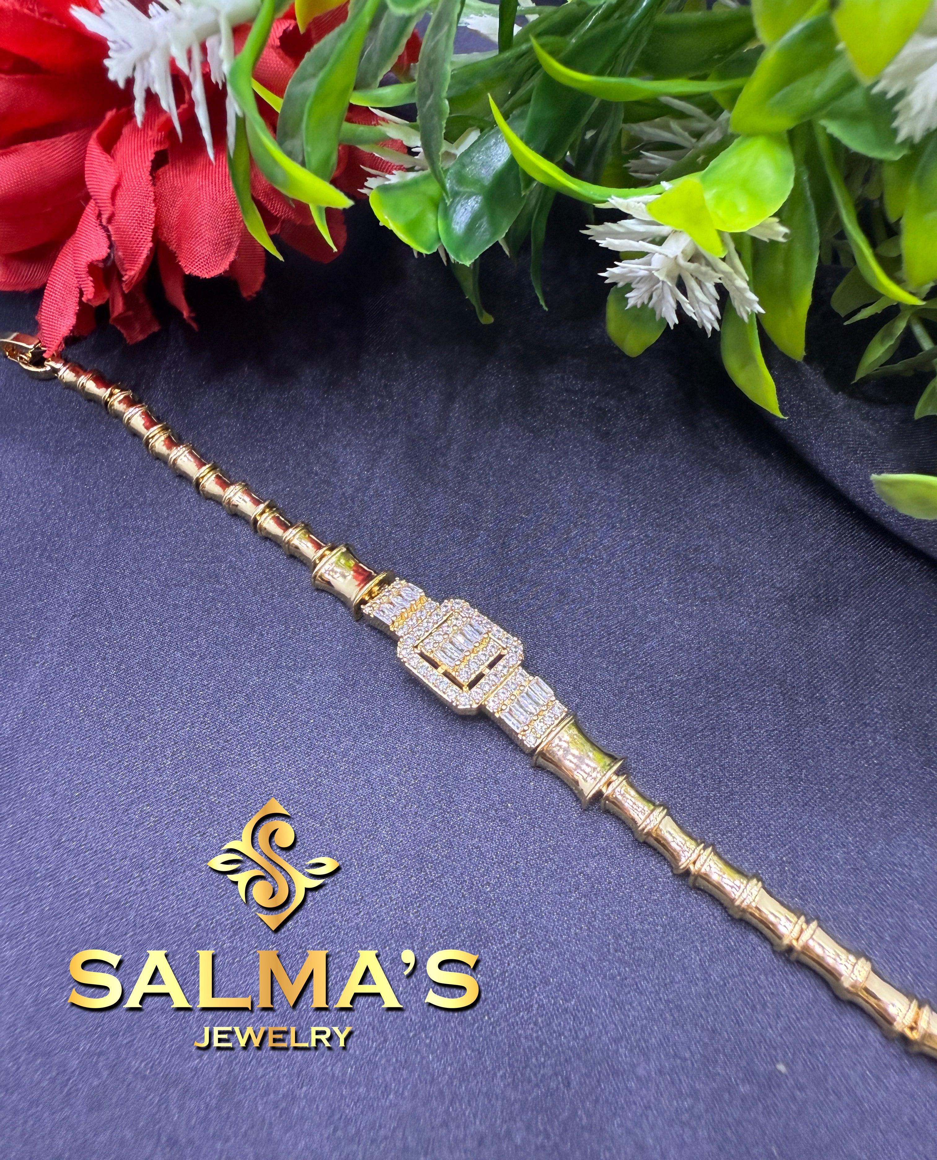 Gold-Tone Bracelet with Dazzling Cubic Zirconia Accent