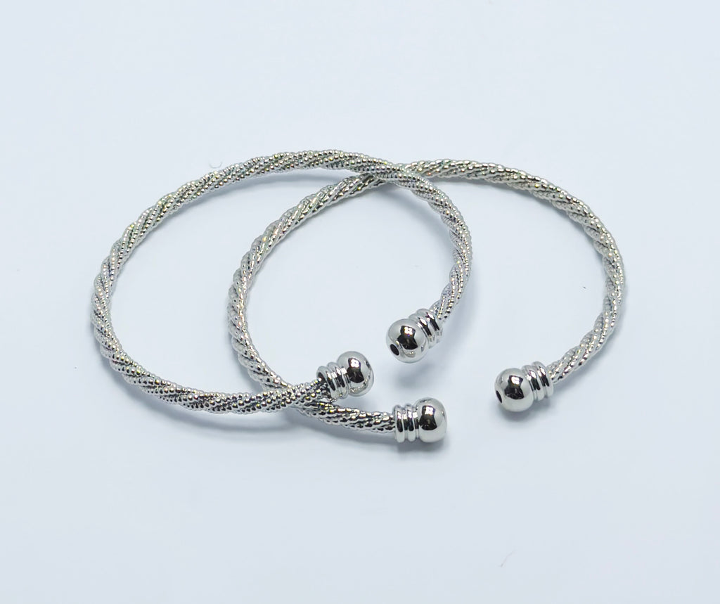 Elegant Two-Tone Beaded & Pave Link Chain Bracelet