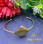 Modern Gold Tone Spiral Shell Open Cuff Bracelet