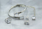 Dazzling Silver-Tone Cubic Zirconia Jewelry Set