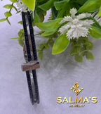 "Love" Engraved Black Crystal Bangle Bracelet