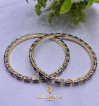 Bold Black Baguette Crystal Gold-Tone Bangles (Set of 2)