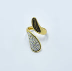 Artistic Gold-Tone Dual-Leaf Open Ring