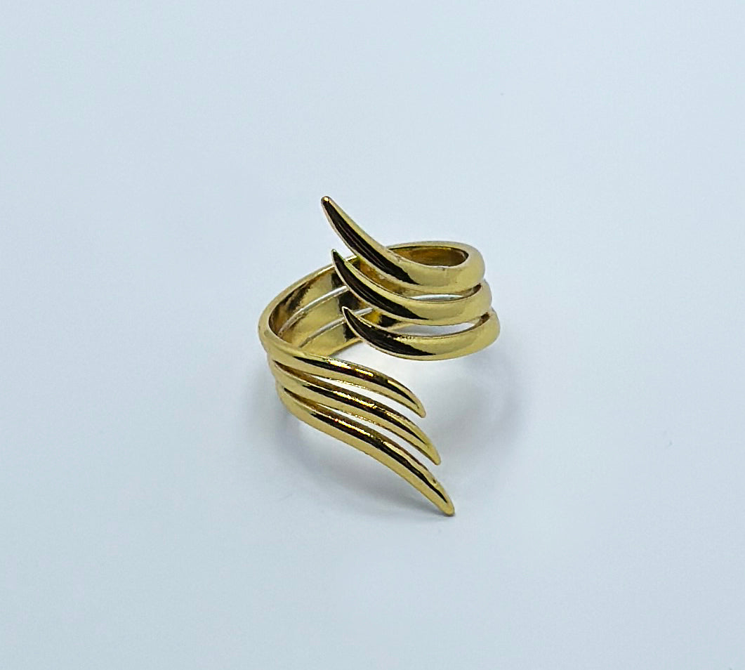 Bold Gold-Tone Sculptural Wrap Ring