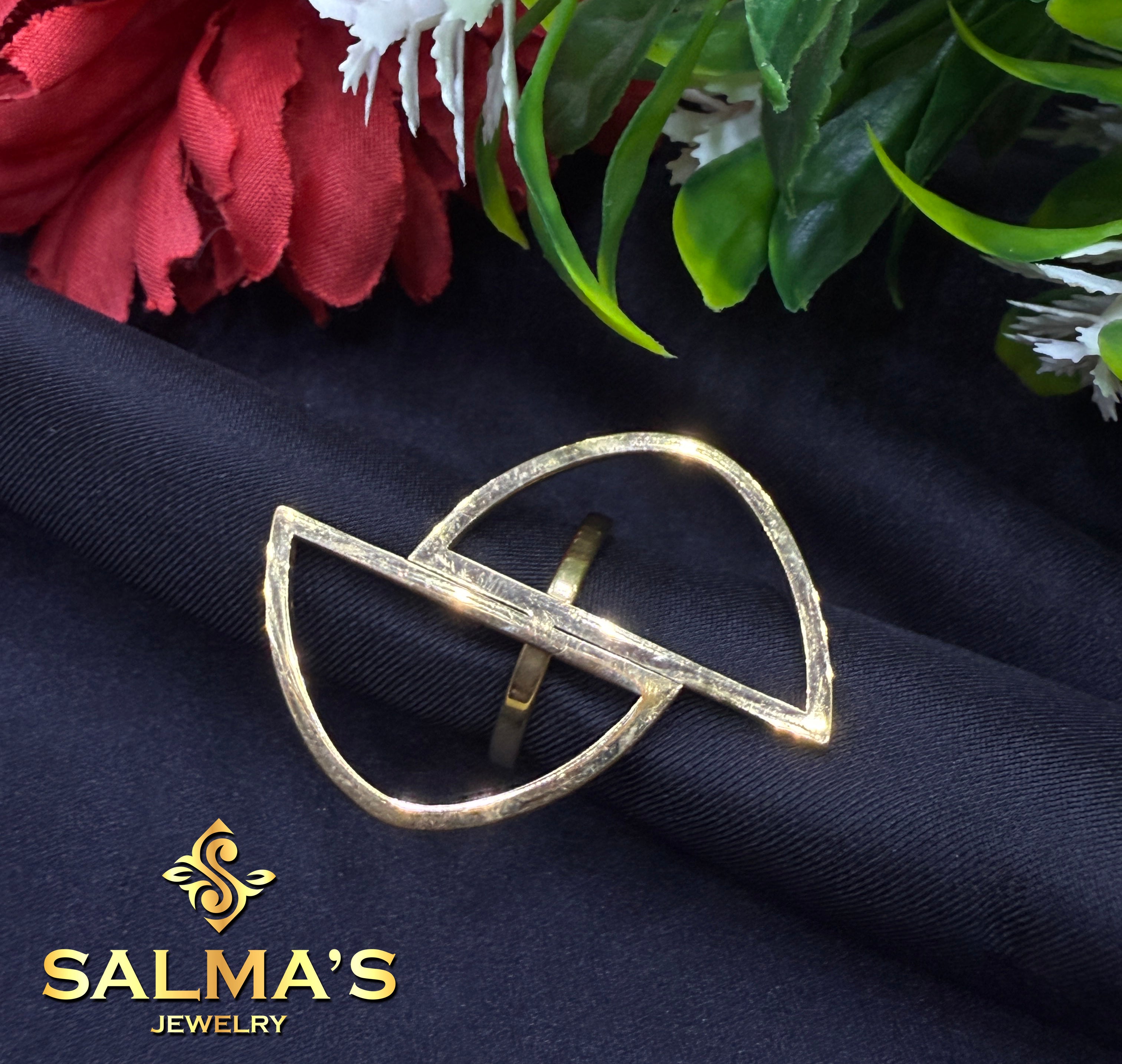 Modern Geometric Openwork Gold-Toned Statement Ring