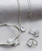 Dazzling Silver-Tone Cubic Zirconia Jewelry Set