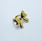 Chic Gold-Tone Sculptural Bow Statement Ring