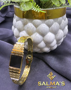 Statement Gold-Toned Link Bracelet with Pave Crystal Detail