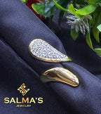 Artistic Gold-Tone Dual-Leaf Open Ring