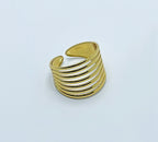 Gold-Tone Multi-Band Open Cuff Ring