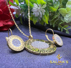 Bold Gold-Tone Greek Key & Roman Numeral Jewelry Set