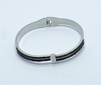 "Love" Engraved Black Crystal Bangle Bracelet