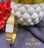 Statement Gold-Toned Link Bracelet with Pave Crystal Detail
