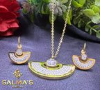 Elegant Gold-Tone Fan-Shaped Jewelry Set